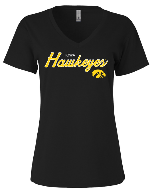 Iowa Hawkeyes Script - Womens Vneck